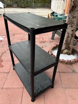 Black Plastic 3-Tier Storage Shelf Unit