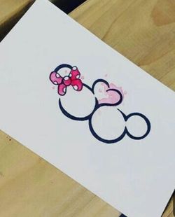 Mickey and minnie handmade outline csnvas