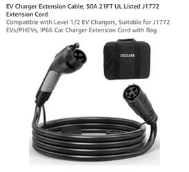 EV Charger Extension Cable, 50A 21FT UL Listed J1772 Extension Cord