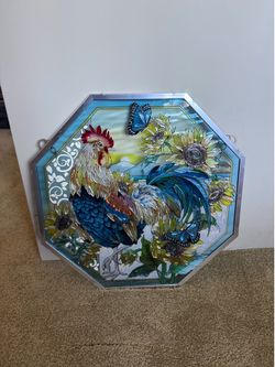 Art glass panel “Morning Has Broken” Rooster
