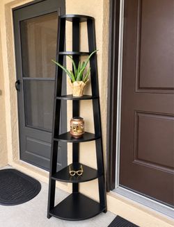 Matte Black 5-Tier Corner Ladder Shelf