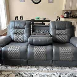 Must Go😍Brand New Gray Leather Sectional And Sofa Loveseat And Chair