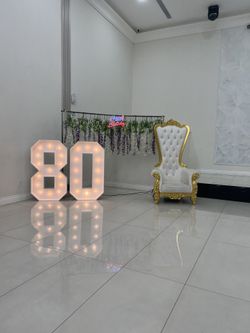 Marquee Numbers & Throne Chair