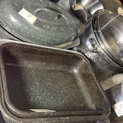 Blue Speckled Pot Gray Roasting Pan Baking Pans