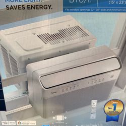 AC  Midea 8,000 BTU U Shaped Smart Inverter Window Air Conditioner - Cools 350 Sq Ft, Ultra Quiet with Open Window Flexibility - Alexa/Google Assistan