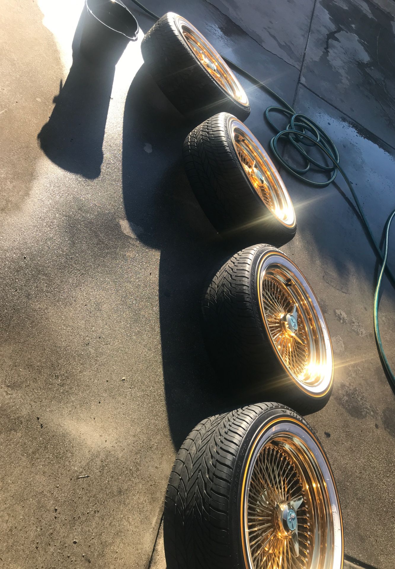 18 inch 5times gold zenith spoke rims and vogue tires for Sale in