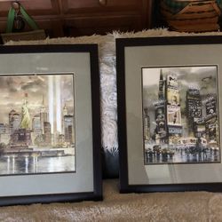 2 Framed New York Pictures 18x22 Inches 