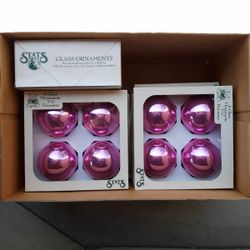VINTAGE STATS GLASS PINK/MAUVE ORNAMENTS