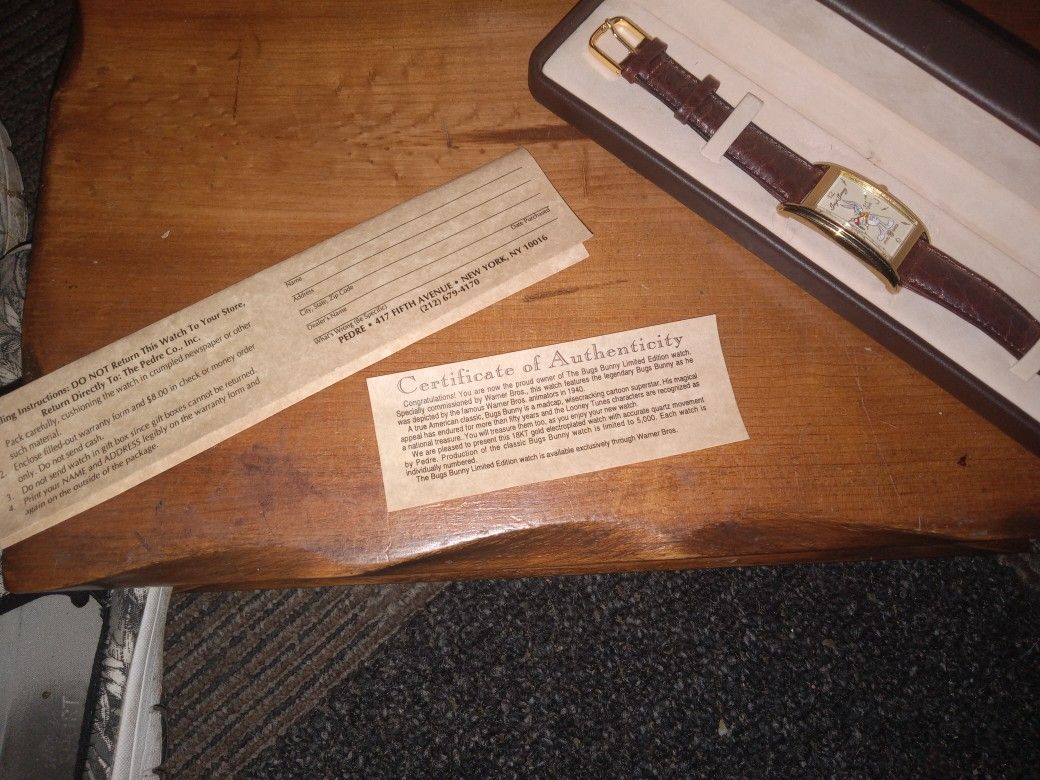 vintage, limited edition Bugs Bunny watch, often a Warner Bros. or Pedre collectible item.