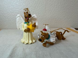 Vintage set of 2 Christmas Scooby Doo Angel Ornament by Hanna-Barbera 1999