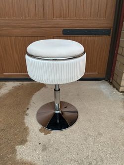 White Upholstered Swivel Vanity Stool