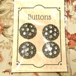Lot Of 4 Old Metal & Glass Buttons