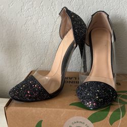 Stilettos Heels -Galaxy Black Glitter 