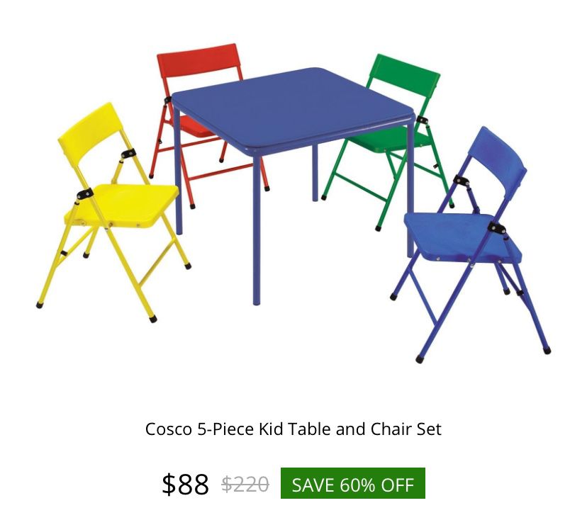 Portable Kids Table And Chairs - Primary Colors