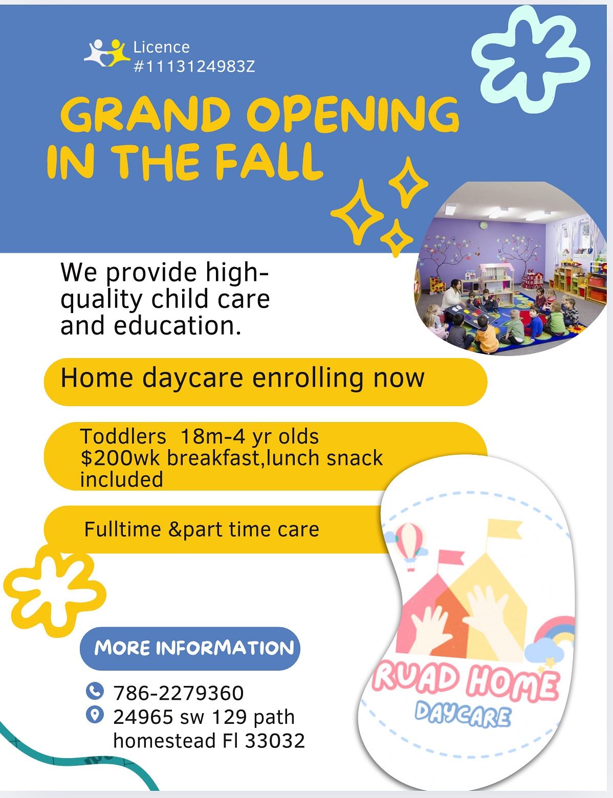 Licensed Home Child Care.