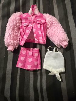 Mattel Barbie Extra #6 Teddy Bear Outfit GC Jacket Shorts Top Pink