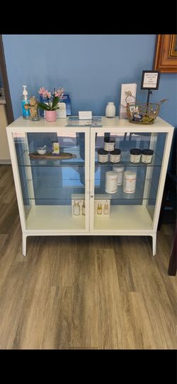 White metal locking cabinet