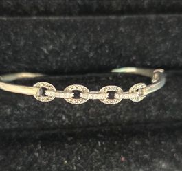 Vintage Judith Jack sterling silver, marcasite hinged bangle bracelet