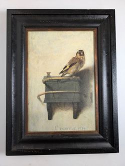 Vintage Goldfinch Framed Wall Art Dutch Style Black Frame 28x21