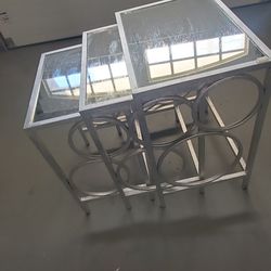 3-piece Mirror Top Nesting Table