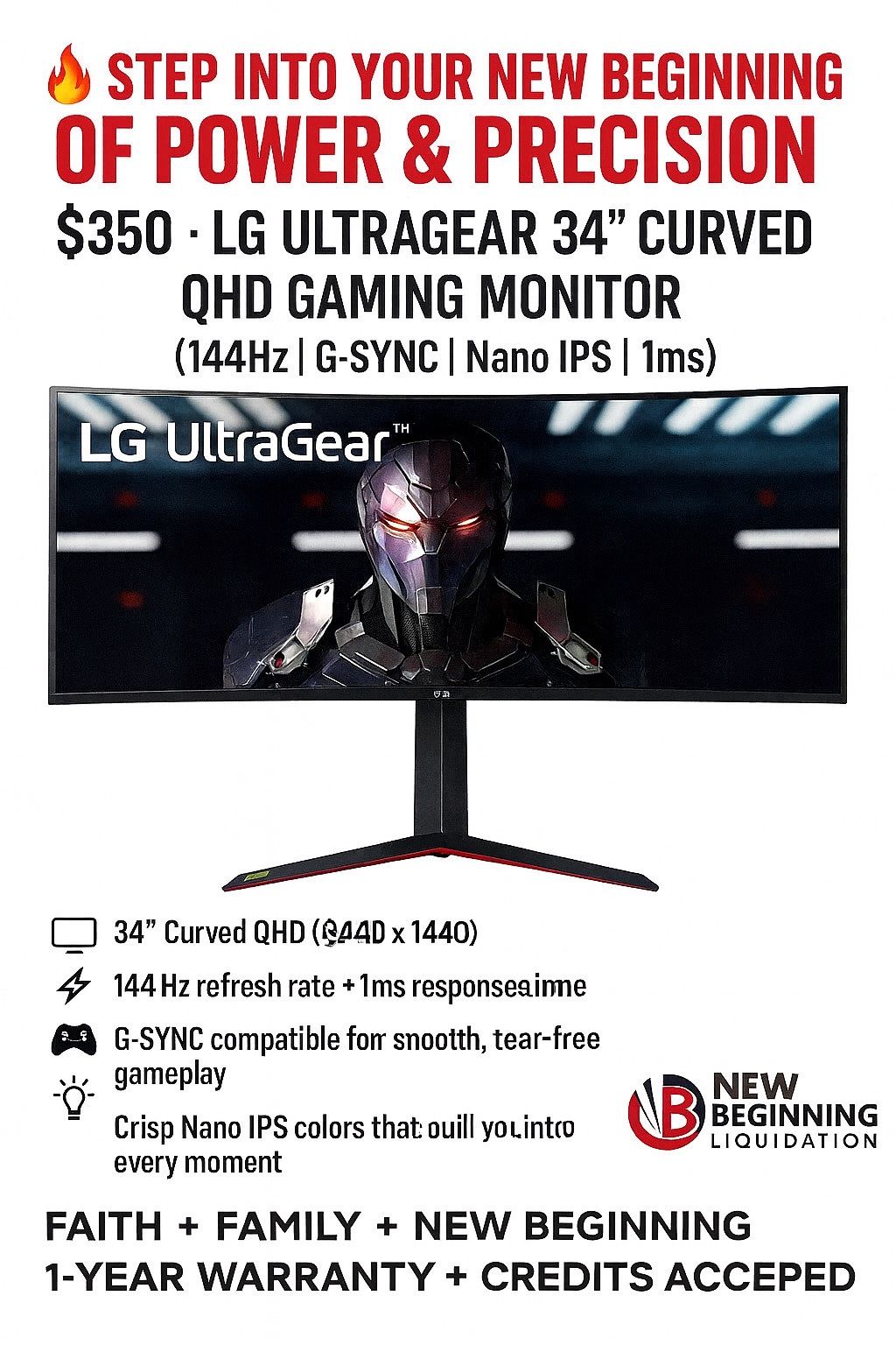 34” LG UltraGear Curve QHD GAMING Monitor