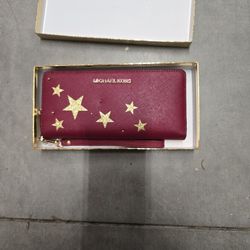 Michael Kors Red Leather Clutch - New In Box