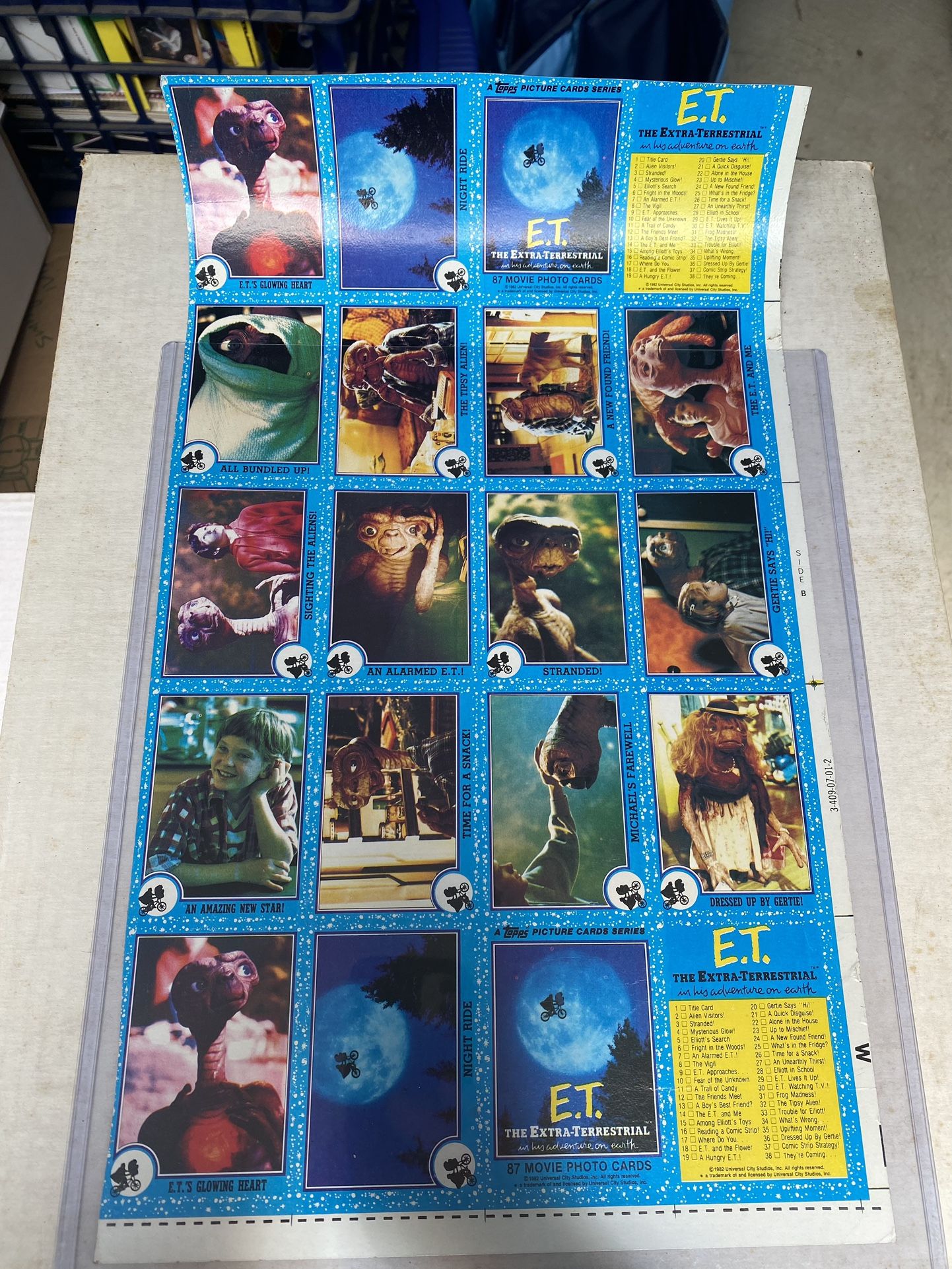 1982 Topps E.T. The Extraterrestrial Uncut 20 Card Panel Sheet