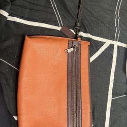 Coach Academy Pouch in Orange Leather