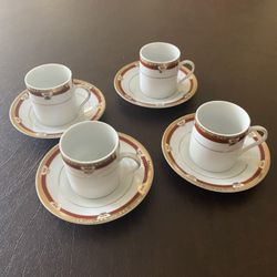 8 Coffee Or Espresso Cups & Saucers