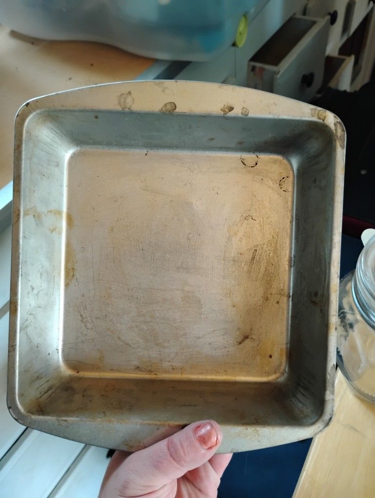 2 PAMPERED CHEF Aluminized Steel Metal Baking Pan 8X8 Square Brownies Cakes pans
