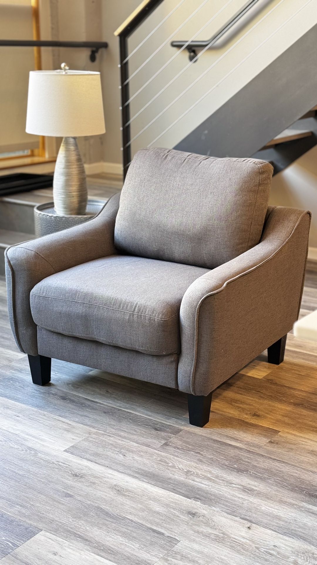 Jarreau Gray Polyester Arm Chair with Removable Cushions