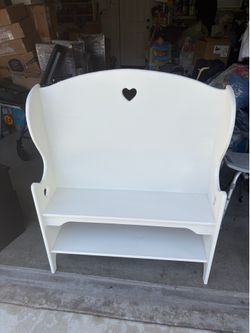 Off  white wood bench  37x45 inches