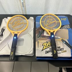 (2) pack electric bug zapping racket in box