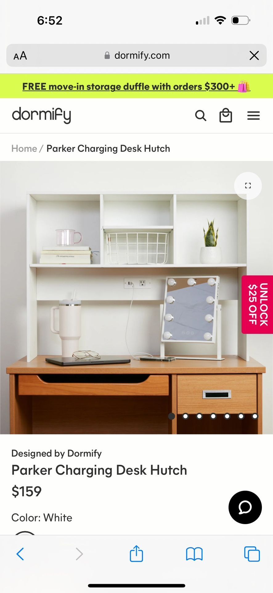 Charging Desk Hutch For Dorm