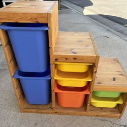 Solid Wood Modular Step Shelf / Storage Unit – $90