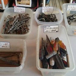 Screw drivers, sockets, files, wrenches. .Allen wrenches etc