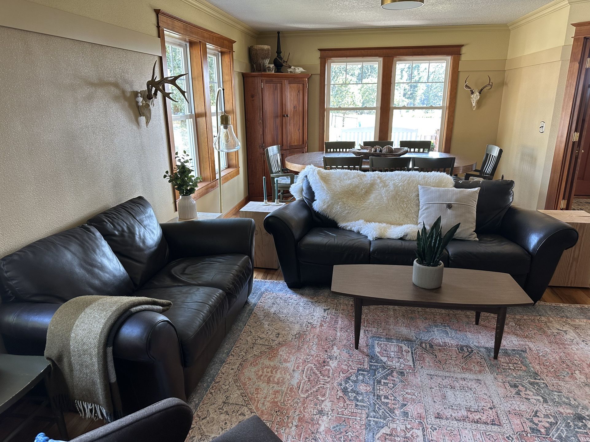 LEATHER Couch & Loveseat Sofa Set GOOD Condition