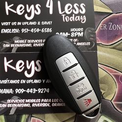 [$120 in Pomona/Upland] Nissan Infiniti 4-Button Push Start Remote Copy (Altima, Versa, 350z, Sentra, Murano Pathfinder Maxima, G35, G37, Q50/60 FX35)