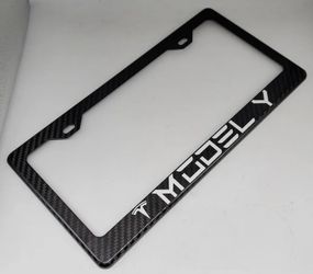 BRAND NEW TESLA MODEL Y 100% Real Carbon Fiber License Plate Frame Tag Cover Original 3K
