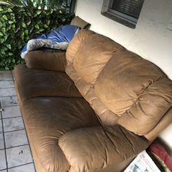 FREE Leather Couch And Glass Bookshelf! 