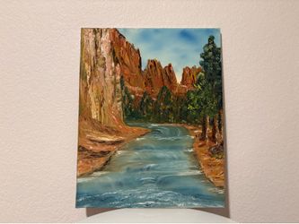 Original Oil Painting AZ Mountains and River (#2)