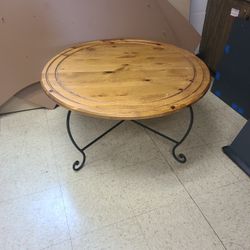 Coffee Table, End Table Set Natural Wood And Iron Frame Legs Nice