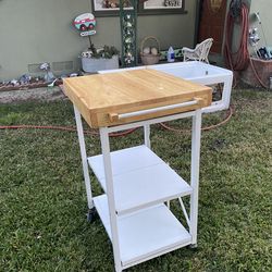 Kitchen island folding with cutting board