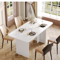 New in the box (TABLE ONLY) LITTLE TREE 63-Inch Dining Table for 4-6 People, Large Kitchen Dinner Table with Arch Base Design for Kitchen Dining Room,