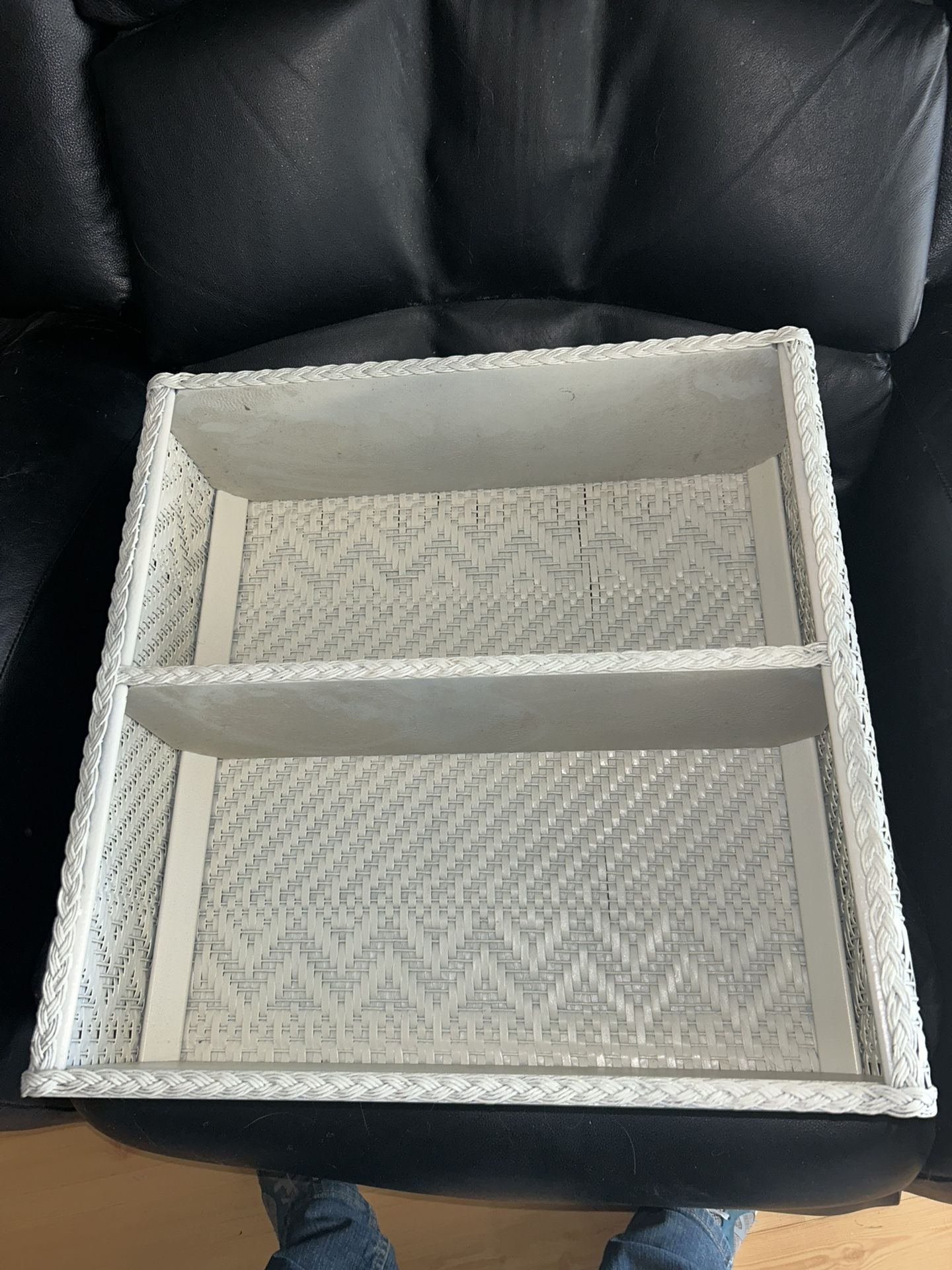 3 Shelves White Wicker Shelf, Used