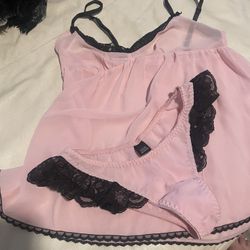 Victoria’s Secret pink and black babydoll 