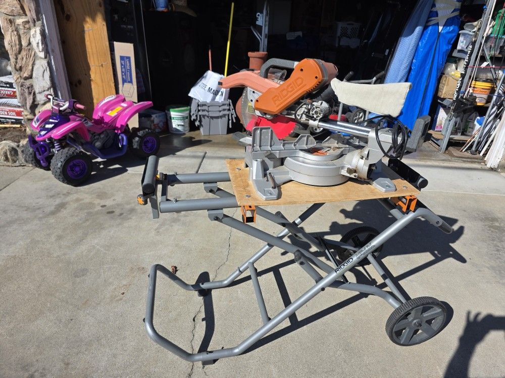 Table Saw With Stand And a Chop Saw