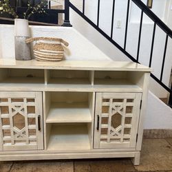 White Farmhouse Antique Wooden TV stand Buffet Cabinet Entry table