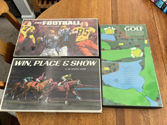 Three Vintage Board Games - Pro Football, Win, Place and Show, and Thinking Man’s Golf