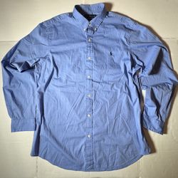 Pre Owned Good Last Photo Stain On Elbow I have not tried to remove stain Polo Ralph Lauren  Button Long Sleeve Shirt Embroidered  Light Blue  Slim Fi